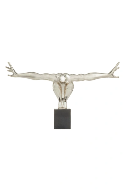 Willow Row Contemporary Aluminum Bodybuilder Sculpture In Silver