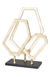 WILLOW ROW GOLDTONE ALUMINUM GEOMETRIC SCULPTURE WITH MARBLE BASE