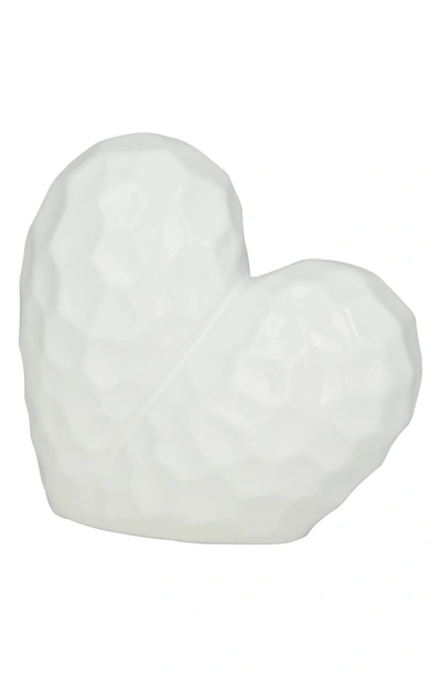 Willow Row Contemporary White Porcelain Heart Sculpture