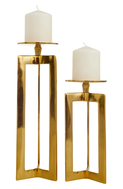 Willow Row Contemporary Gold Aluminum Candle Holder