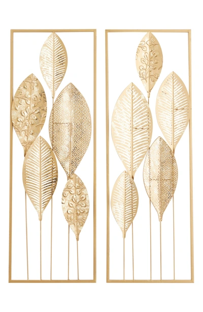 Willow Row Glam Gold Iron 3d Forest Leaf Wall Decor
