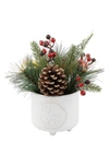 Flora Bunda Deer Wreath Christmas Mix Tabletop Decor In Ivory