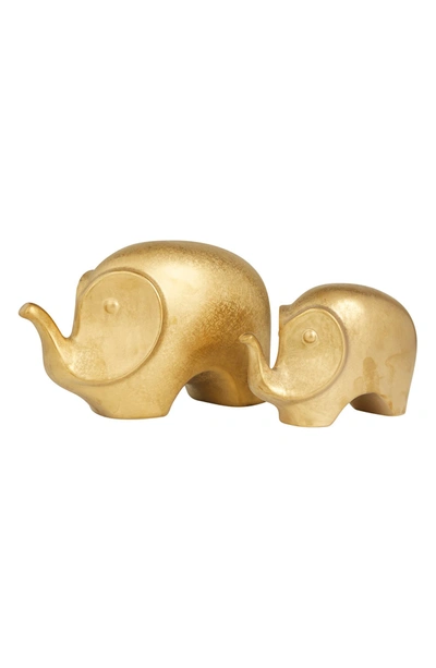 Willow Row Glam Gold Stoneware Elephant Sculpture