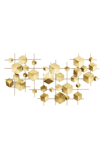 Willow Row Glam Gold Iron Cube Wall Decor