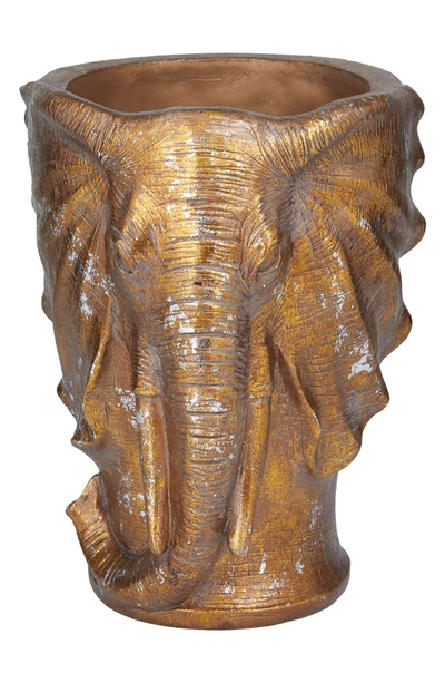 Willow Row Traditional Bronze Polystone Elephant Planter
