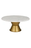 Willow Row Glam Marbled Cake Stand In White