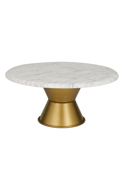 Willow Row Glam Marbled Cake Stand In White