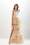 Abdo Aoude Couture One Shoulder Tulle And Satin Gown