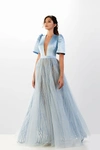 Abdo Aoude Couture Satin Deep V Gown