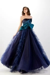 ABDO AOUDE COUTURE STRAPLESS NAVY GOWN,AAC22SG107-16