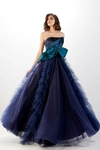 Abdo Aoude Couture Strapless Navy Gown