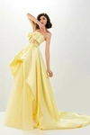 ABDO AOUDE COUTURE YELLOW STRAPLESS BOW GOWN,AAC22SG117-0