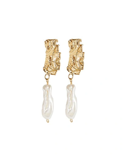 Pamela Card Women's Filigree Divine Gold-plated Pearl Drop Earrings