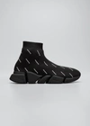 Balenciaga Men's Speed 2.0 Knit High-top Sock Sneakers In Noir/ecru
