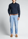 Brunello Cucinelli Men's Bib-front Tuxedo Shirt In C560 Navy