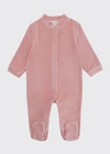 Marie Chantal Kids' Girl's Velour Golden Angel Wing Footie Pajamas In Dusty Pink