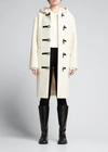 Theory Dawson Hooded Long Duffle Coat In Ivory