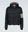 Thom Browne Navy Matte Nylon 4-bar Down Bomber Jacket In Navy