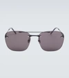 Saint Laurent Black Rimless Square Frame Sunglasses In Black-black-black