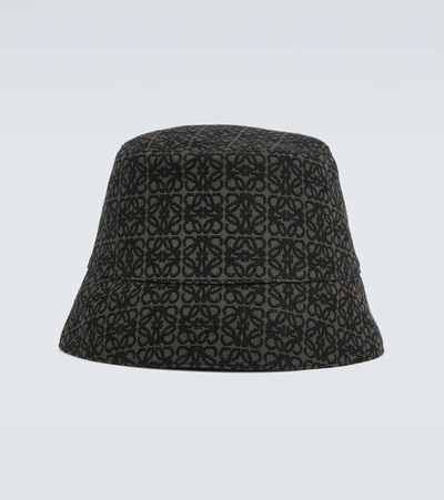 Loewe Reversible Logo-jacquard Cotton-blend And Shell Bucket Hat In Anthracite