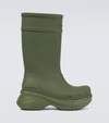 Balenciaga Green Crocs Edition Rubber Boots In Army Green