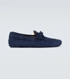 Tod's Tods Mens Blue Gommino Heaven Suede Driving Shoes In Dark Blue