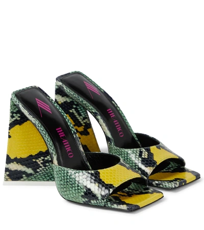 Attico Devon Snake-effect Leather Sandals In Green