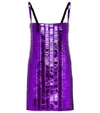 Attico Rue Open-back Embellished Stretch-jersey Mini Dress In Violet