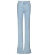 Attico Dione Long Flared Cotton Denim Jeans In Light Blue Denim