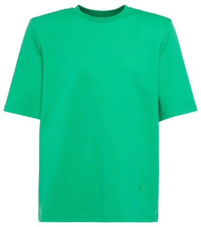 Attico Shoulder Pads Cotton T-shirt In Green