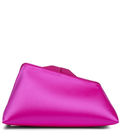 Attico Large Leather-trimmed Satin Clutch In Pink