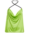 Attico Pauline Draped Jersey Halterneck Top In Lime