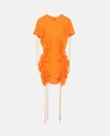 Stella Mccartney Orange Ruched Bodycon Short Dress In Bright Orange
