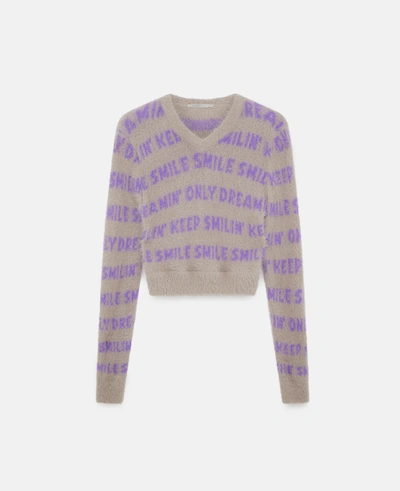 Stella Mccartney Cropped Jacquard Knit Sweater In Multicolor