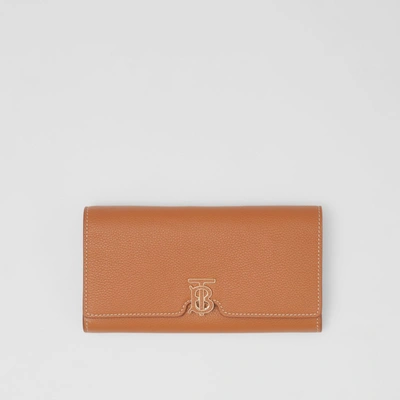 Burberry Grainy Leather Tb Continental Wallet In Warm Russet Brown