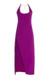 Attico Corinne Halter Neck Tech Crepe Gown In Purple