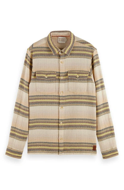 Scotch & Soda Textured Stripe Organic Cotton Overshirt In Combo A