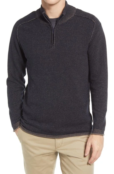 The Normal Brand Jimmy Cotton Quarter-zip Sweater In Navy