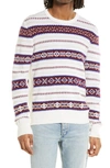 Rag & Bone Wesley Fair Isle Wool Crewneck Sweater In White Multi