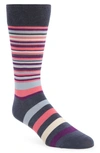 Cole Haan Town Stripe Crew Socks In Azalea Pink