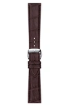 Tissot 21mm Croc Embossed Leather Watch Strap In Brown