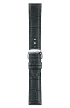 Tissot 21mm Croc Embossed Leather Watch Strap In Gray