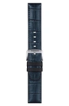 Tissot 22mm Croc Embossed Leather Watch Strap In Blue