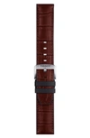 Tissot 22mm Croc Embossed Leather Watch Strap In Brown