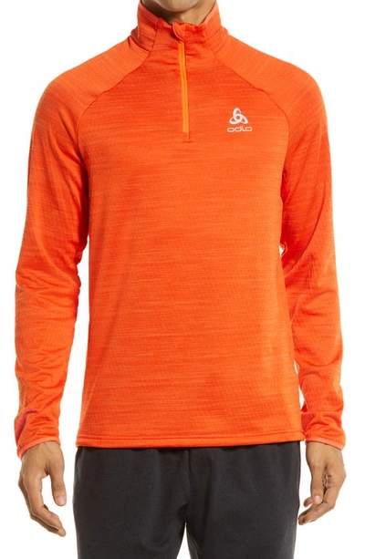 Odlo Run Easy Half-zip Mid-layer Top In Pureed Pumpkin Melange
