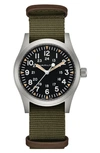 Hamilton Field Hand Wind Black Dial Mens Watch H69529933 In Black / Green / Khaki