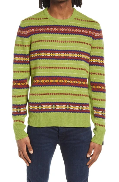 Rag & Bone Wesley Fair Isle Wool Crewneck Sweater In Green Multi