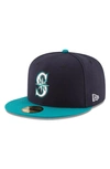 NEW ERA NEW ERA NAVY/AQUA SEATTLE MARINERS ALTERNATE AUTHENTIC COLLECTION ON FIELD 59FIFTY FITTED HAT,70360952