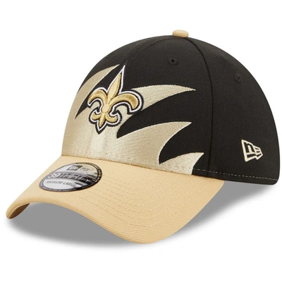 New Era Men's Black And Gold New Orleans Saints Surge 39thirty Flex Hat In Black,gold