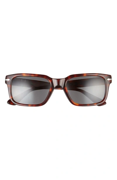 Persol 53mm Rectangular Polarized Sunglasses In Havana/gray Solid